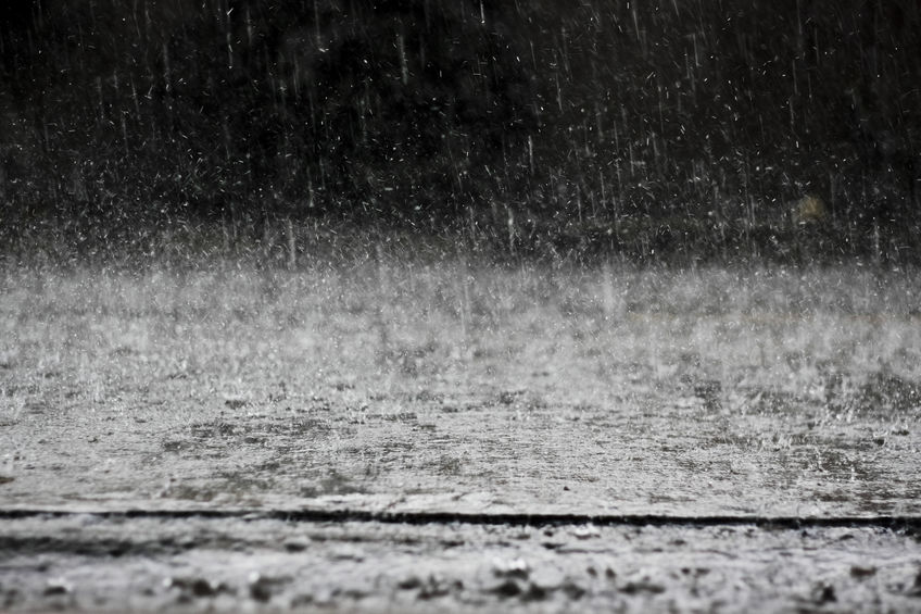 Rain drops hitting the ground